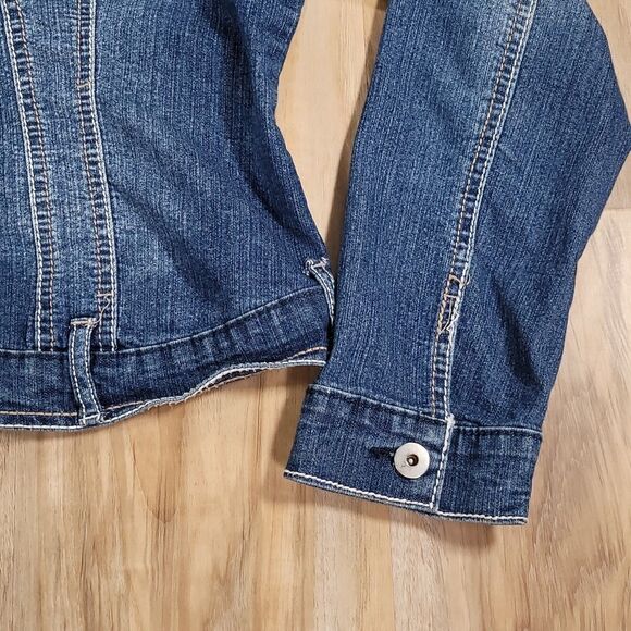 ☔️🔹️Vintage Paris Blues Denim Buttoned Jean Jacket w/Chest Pockets Large - Picture 6 of 11